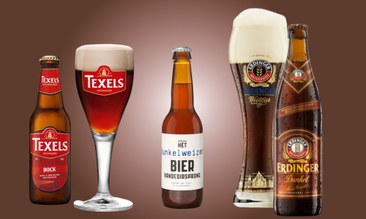 Drie dunkel weizen bieren
